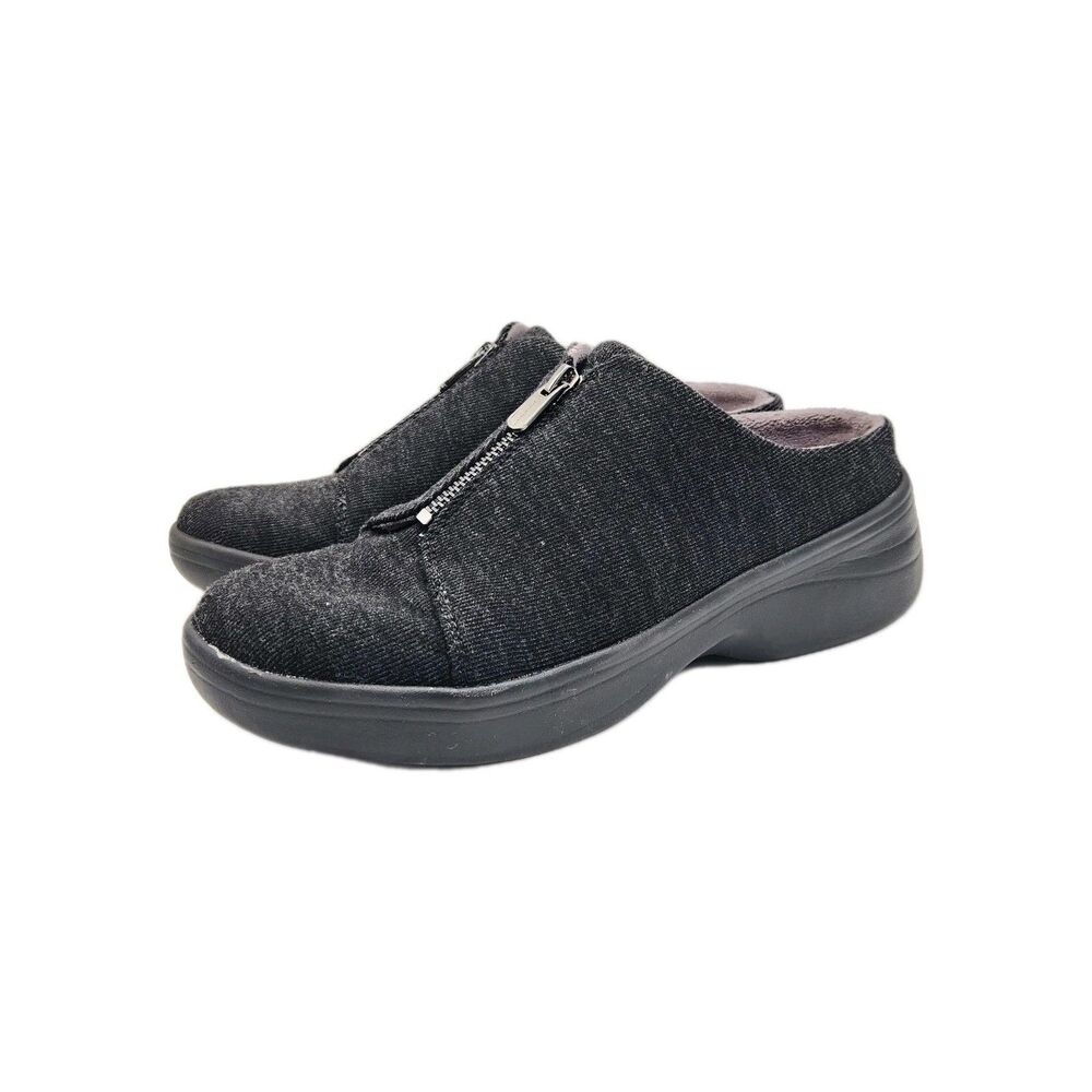 LifeStride BZEES Easy Going Black Zip Front Slip On Mules Sz 9 Washable Comfort